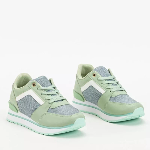 OUTLET Зелені жіночі спортивні кросівки з блиском Berilan - Взуття