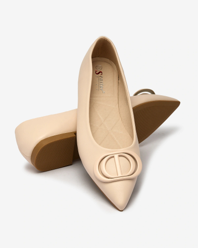 Жіночі кремові гостроносі балетки Royalfashion Cream з прикрасою на носі Manixy