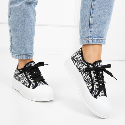 Schwarz gemusterte Mieko Damen-Sneaker - Schuhe