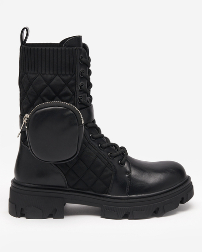 Schwarze hohe Damenstiefel mit Tasche Sareulia - Footwear