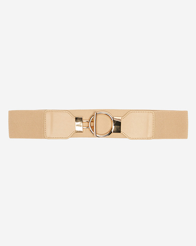 Brauner elastischer Gürtel mit großer goldener Schnalle - Accessoires