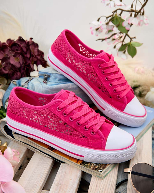 Жіночі кеди Callista Fuksja - легка тканина, плоска підошва 2,5 см