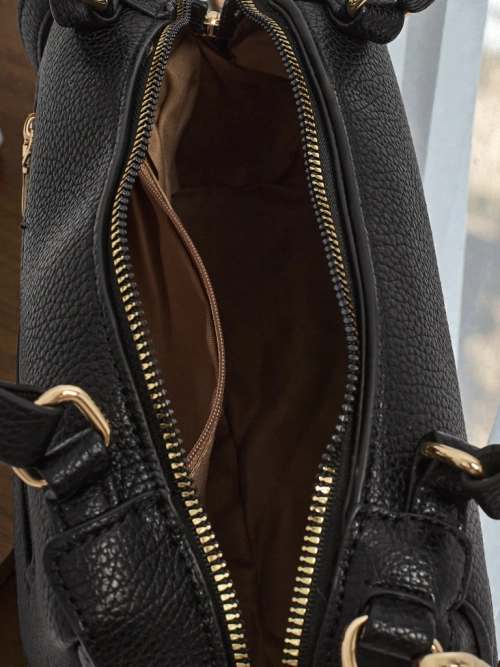 Torebka Damska Luna Czarna Skórzana Elegancka na Co Dzień