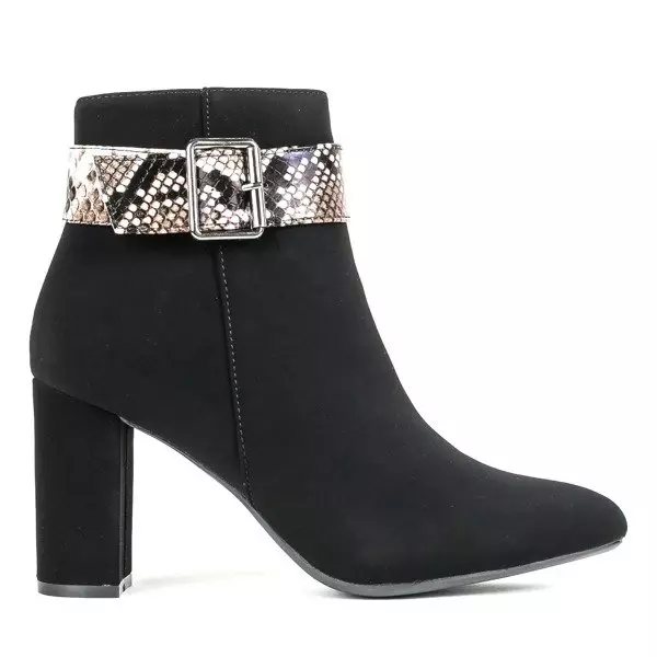 OUTLET Schwarze Stiefeletten mit Schnalle a'la Schlangenhaut Anya - Schuhe