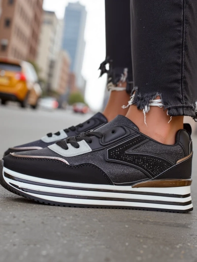 Royalfashion Damen Sneakers mit Glitzer Borovis