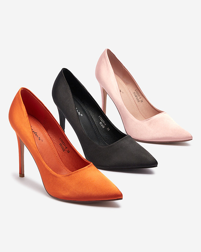 Orange Damen-Satin-Pumps auf einem höheren Stiletto Norija - Schuhe
