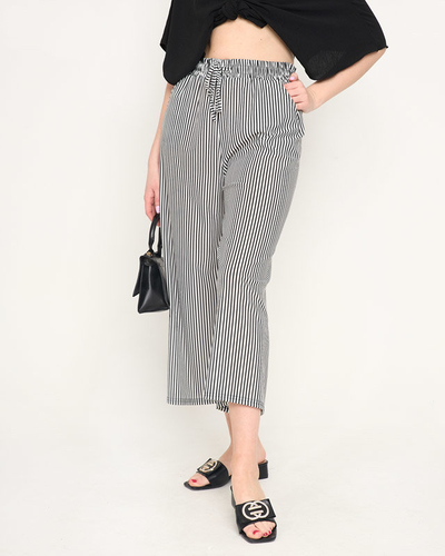 Weiß gestreifte Stoffhose für Damen - Kleidung