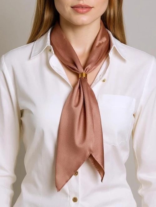 Apollonia Темно-коричнева Жіноча Хустка з Поліестеру Сатинового 69x66 см