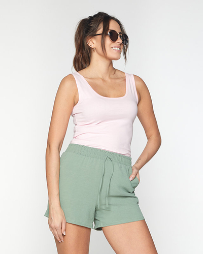 Grüne Stoffshorts für Damen PLUS SIZE - Kleidung