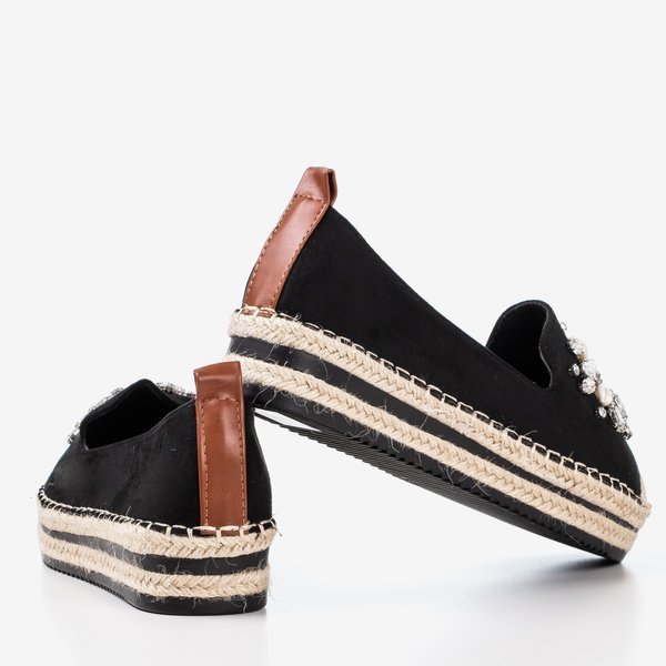 Schwarze Espadrilles auf einer Plattform mit Kristallen Mraque - Footwear 1