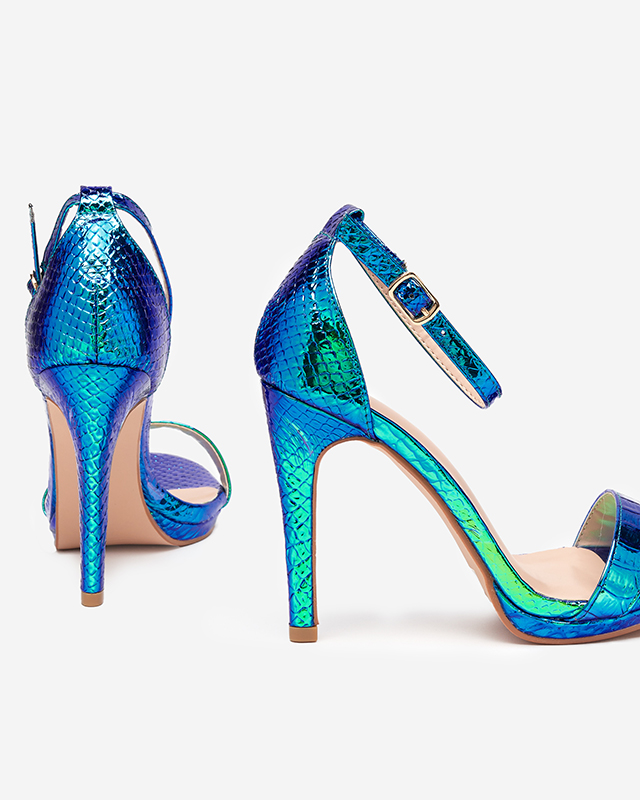 Blaue holografische Damensandalen mit Absatz Fasiro - Footwear