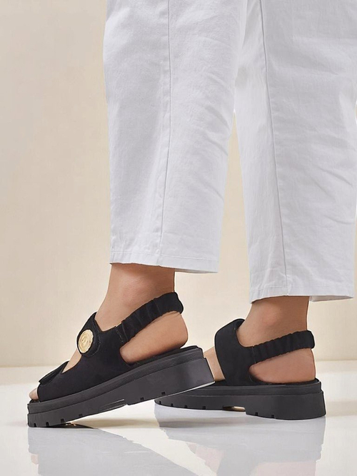 Сандалі жіночі Royalfashion Anthea Nero – чорна замша, платформа 5 см