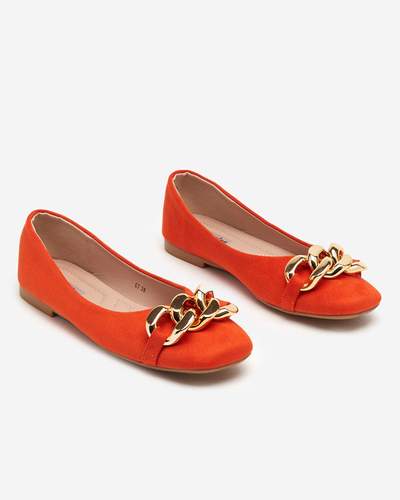 OUTLET Damen-Ballerinas in Orange mit Caviene-Dekoration - Schuhe