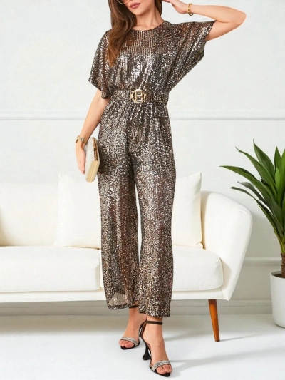 Royalfashion Langer Damenoverall mit Pailletten