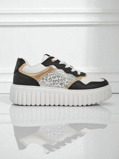 Damen-Sneakers Royalfashion Callista Plateau schwarz Öko-Leder Größe 40