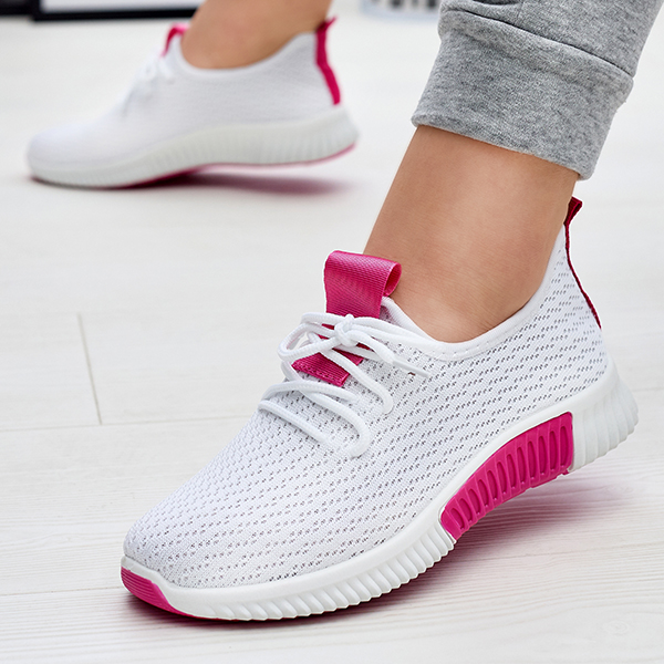 Weiße Damen-Sportschuhe mit fuchsiafarbenen Einsätzen Kedeti - Footwear