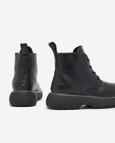 Чорні жіночі черевики з екошкіри на суцільній підошві Getys - Взуття