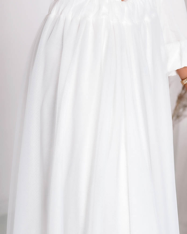 Zweilagiger Midirock für Damen in ecru - Kleidung