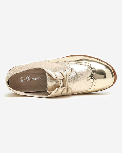 Goldene Damenschuhe mit glitzernden Retinis-Einsätzen in Silber - Schuhe