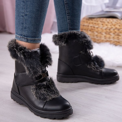Schwarze Schneeschuhe mit Fell All About You - Schuhe 1