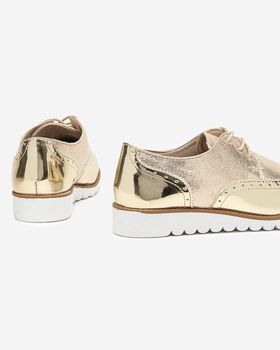 Goldene Damenschuhe mit glitzernden Retinis-Einsätzen in Silber - Schuhe