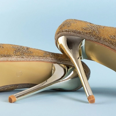OUTLET Damen-High Heels aus Goldbrokat mit Zirkonia Yilla - Footwear