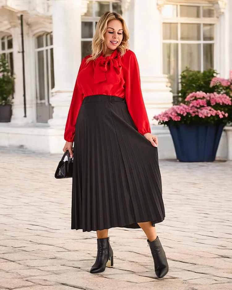 Royalfashion Plissierte Damen-Midi-Rock PLUS GRÖßE