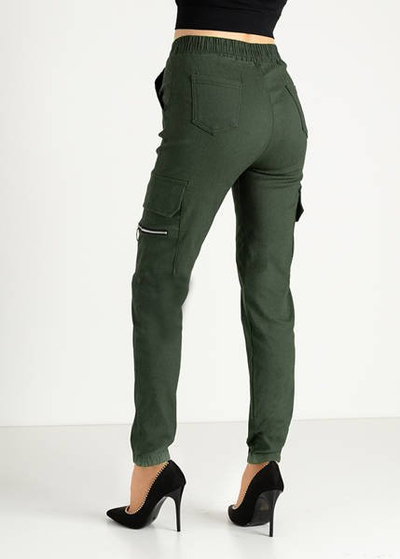 Жіночі вантажні штани зеленого кольору - Одяг