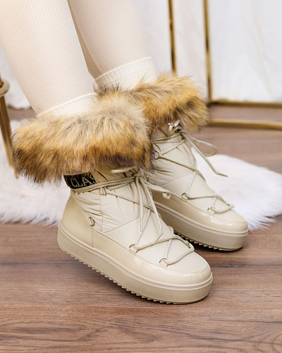Royalfashion Beige Schlupfstiefel a'la Schneestiefel für Damen Gomllo