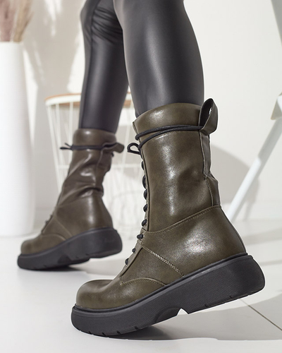 Dunkelgrüne Damen-Schnürstiefel Ferisis - Footwear