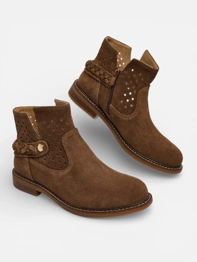 Ażurowe Damen-Stiefeletten aus Naturleder Unimi