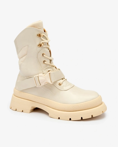 Royalfashion Lackierte Damenstiefel in Beige Setogy