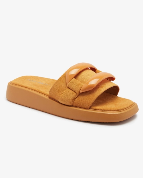 Коричневі жіночі шльопанці з екозамші Omve - Взуття