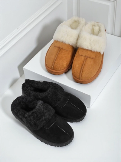 Kurze Damenstiefel a'la Schneestiefel mit Fell Velour Fang