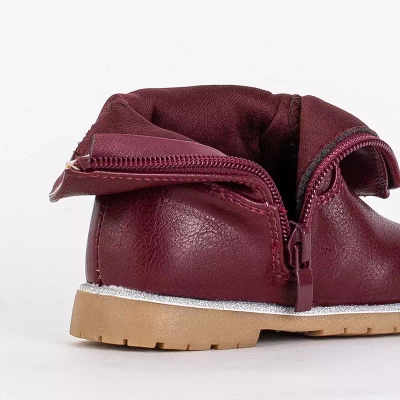 Burgunder-Boots für Mädchen mit dekorativem Nokimi-Shoes-Obermaterial