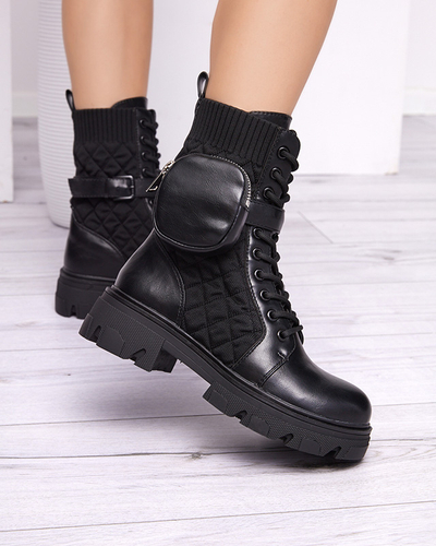 Schwarze hohe Damenstiefel mit Tasche Sareulia - Footwear