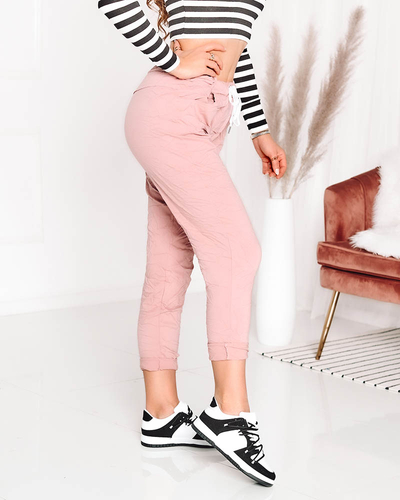 Світло-рожеві жіночі тканинні штани - Одяг