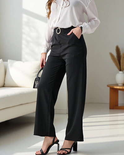 Royalfashion Weite Damenhose mit dekorativer Schnalle