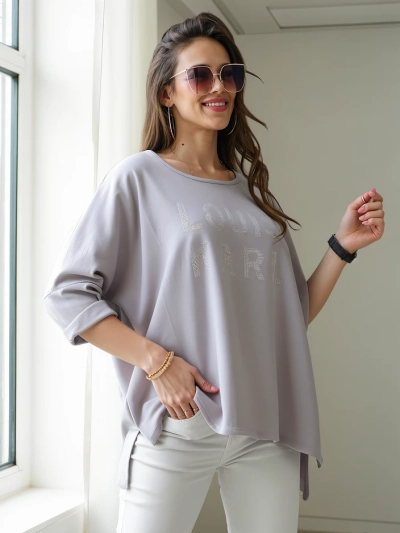 Royalfashion Жіноча блузка з віскози з інкрустаціями з стразів