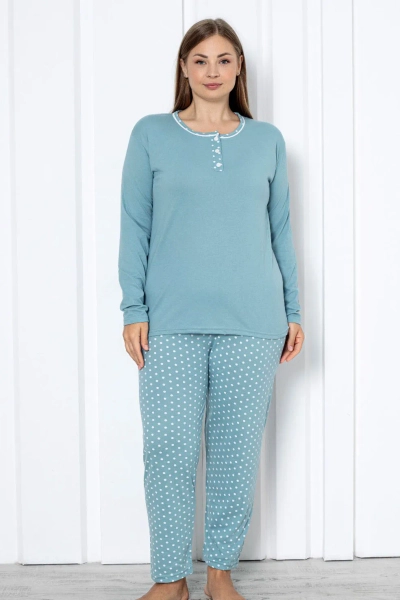 Royalfashion Damen Baumwolle 2-teiliger Polka-Dot Schlafanzug PLUS SIZE
