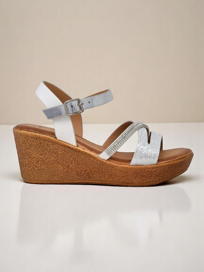 Royalfashion Damen Wedge-Sandalen mit Strass und Glitzer Eclat