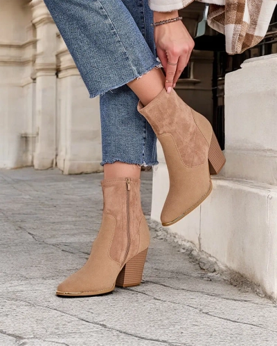 Royalfashion Damen-Ankle-Boots aus Eco-Wildleder auf einem Absatz Grau