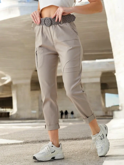 Royalfashion Damen Viskosehose mit einem Gürtel