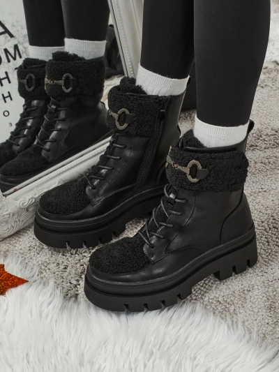 Damen Worker Boots mit Fell Safil