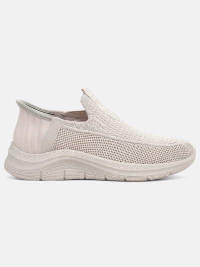 Aurelia Comfort Beige Slip-On Damen Stoffschuhe mit flachem Absatz