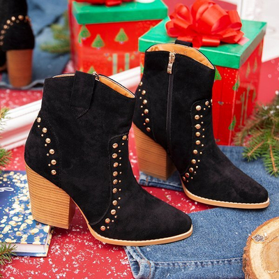 Чорні ковбойські черевики на високій стійці Гана - Взуття