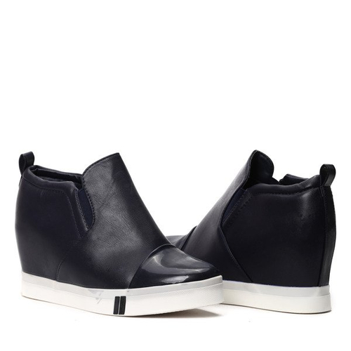 Niebieskie sneakersy na koturnie - Obuwie