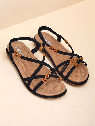 Sandalen Damen Royalfashion Evita Nero Öko-Leder Slipper