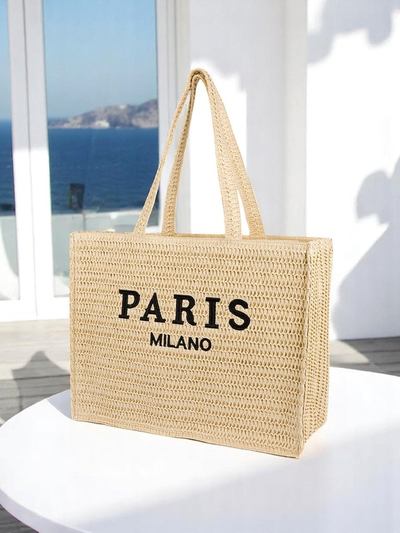 Royalfashion Große Damen Strohtasche Paris Milano Groß