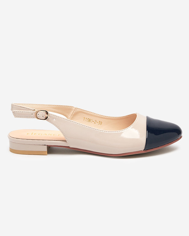 Beige- und marineblaue Damen-Ballerinas mit offenem Absatz Eleaxi - Footwear